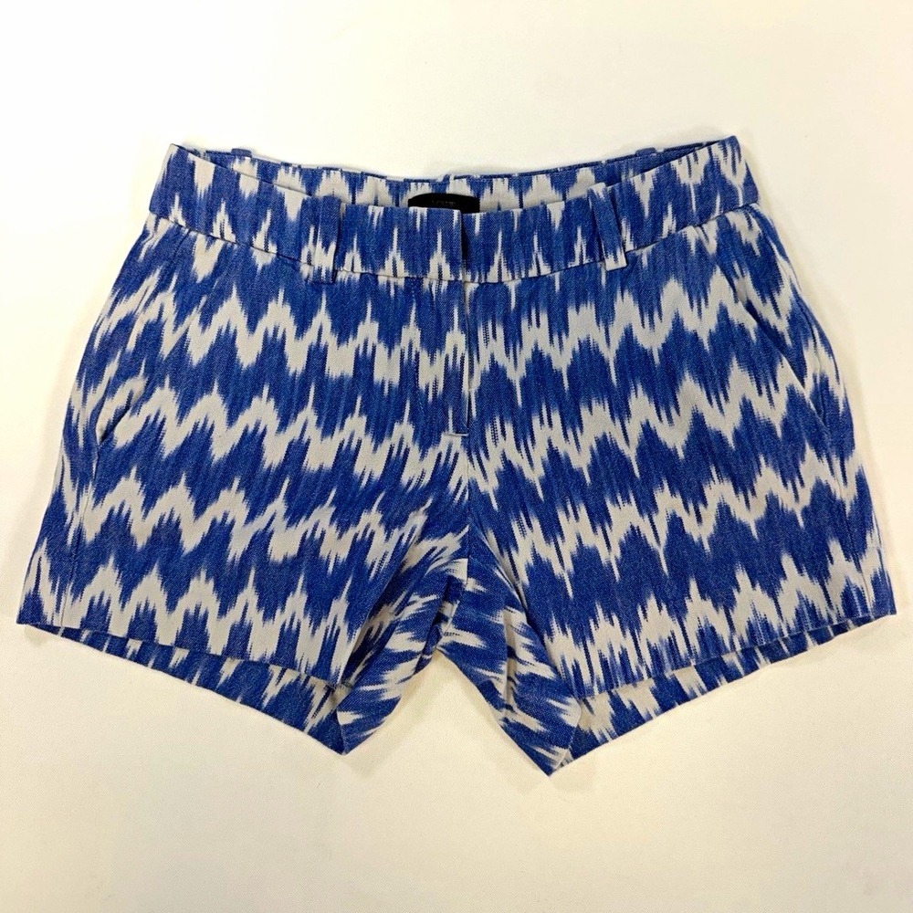 J.Crew Womens Blue White Geometric Ikat Chino Shorts C6431 Size 00